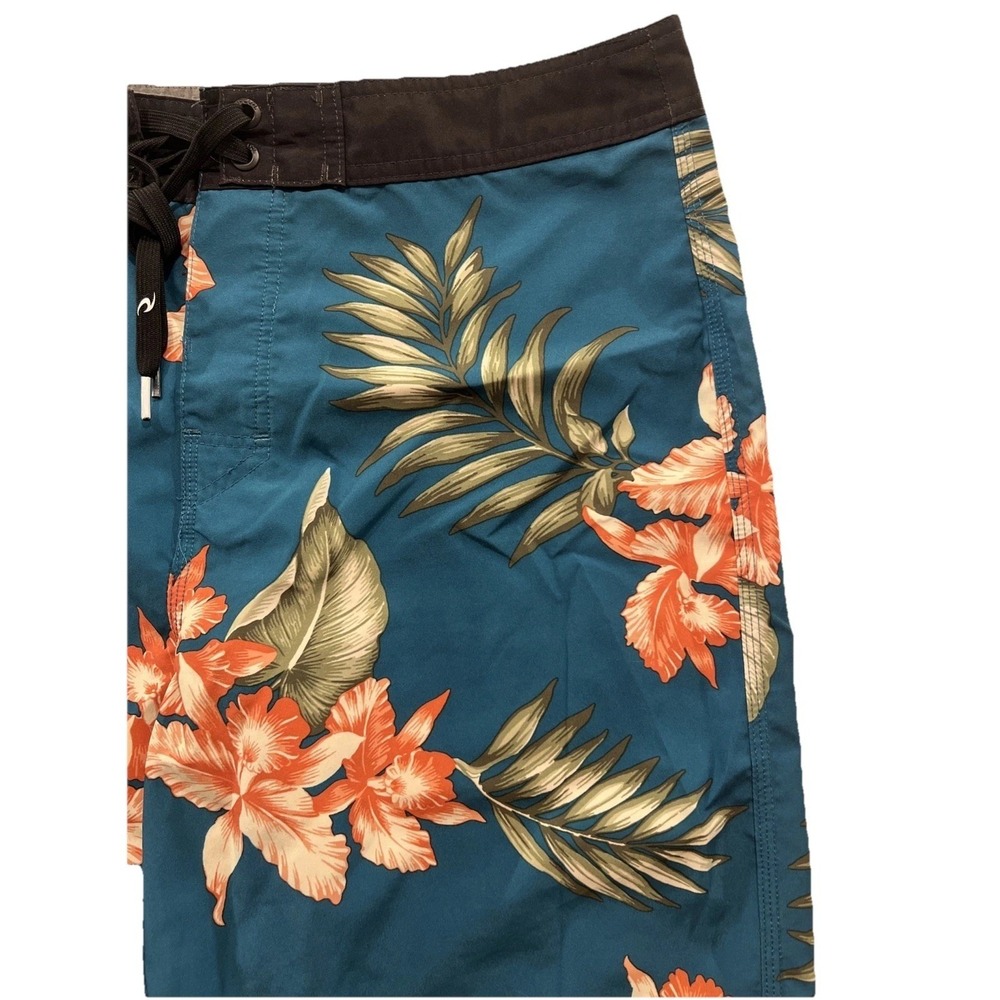 Rip curl Hawaiian Board Shorts Mens‎ Size 32 Blue Tropical Beach Swim Trunks - Picture 12 of 15